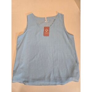 NWT Jouica Sleeveless Tank Top V-Neck Blouse Casual Comfy Blue‎ Size XL